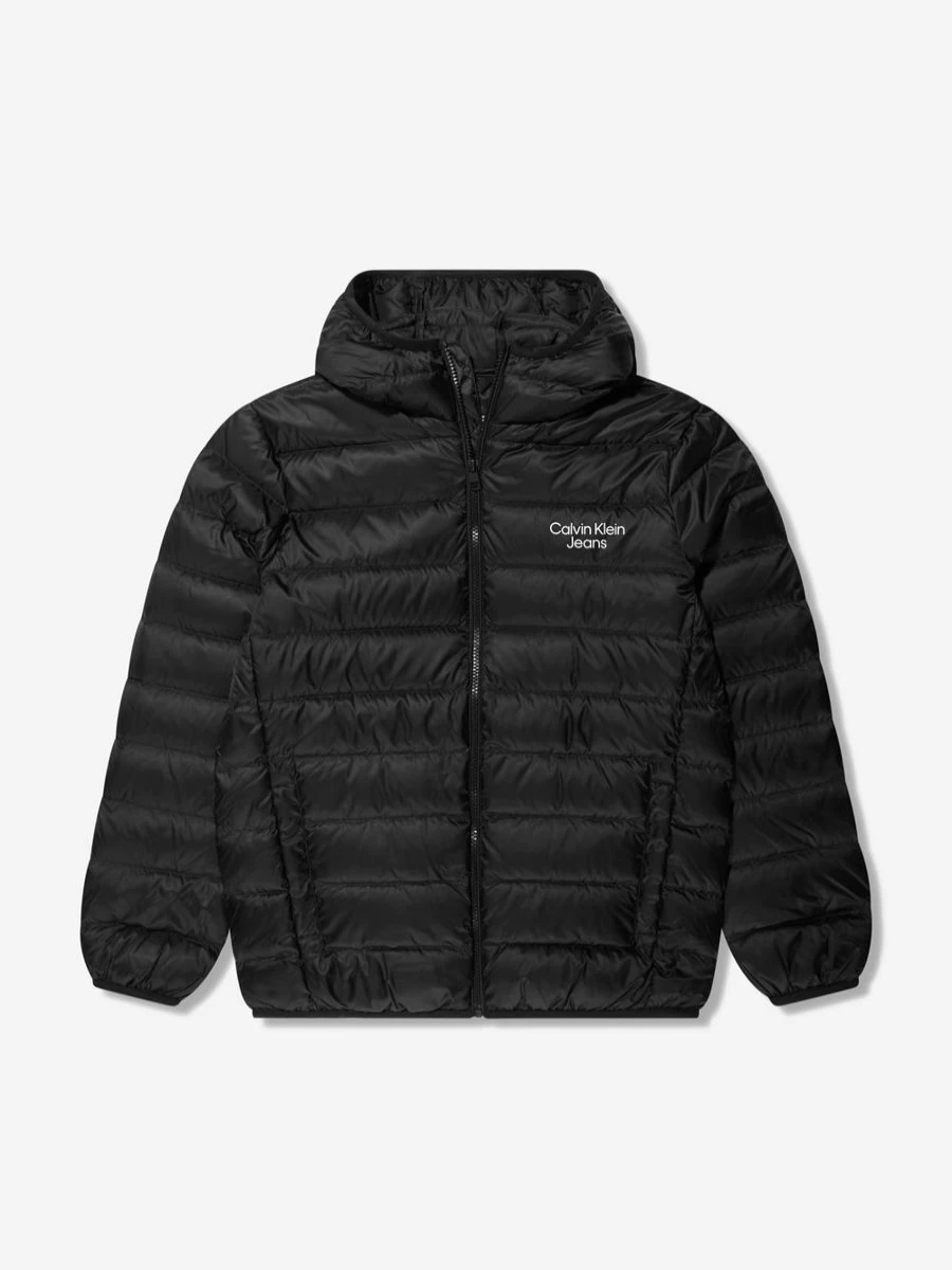 Calvin Klein Jeans Boys Black Logo Padded Down Jacket