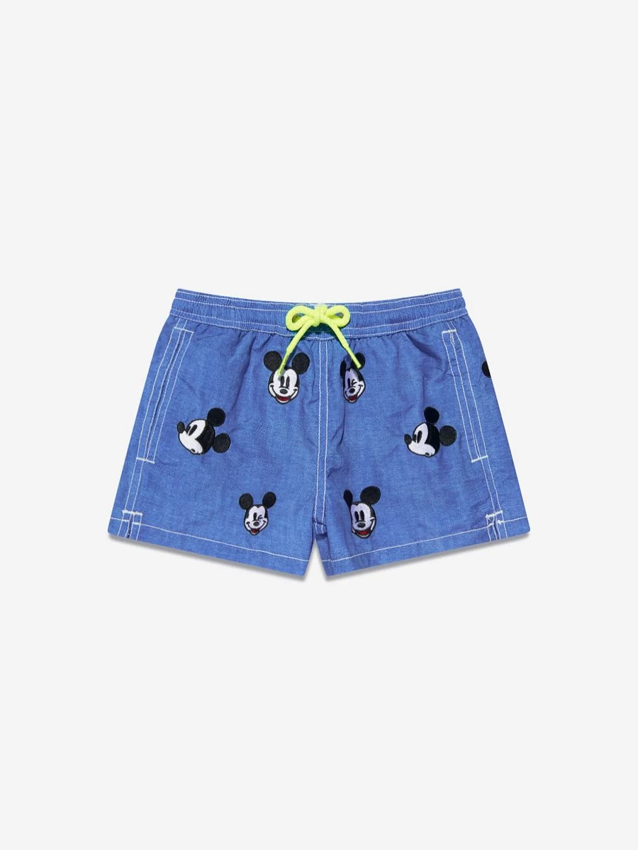 MC2 Saint Barth Boys' Blue Embroidered Mickey Mouse Swim Shorts