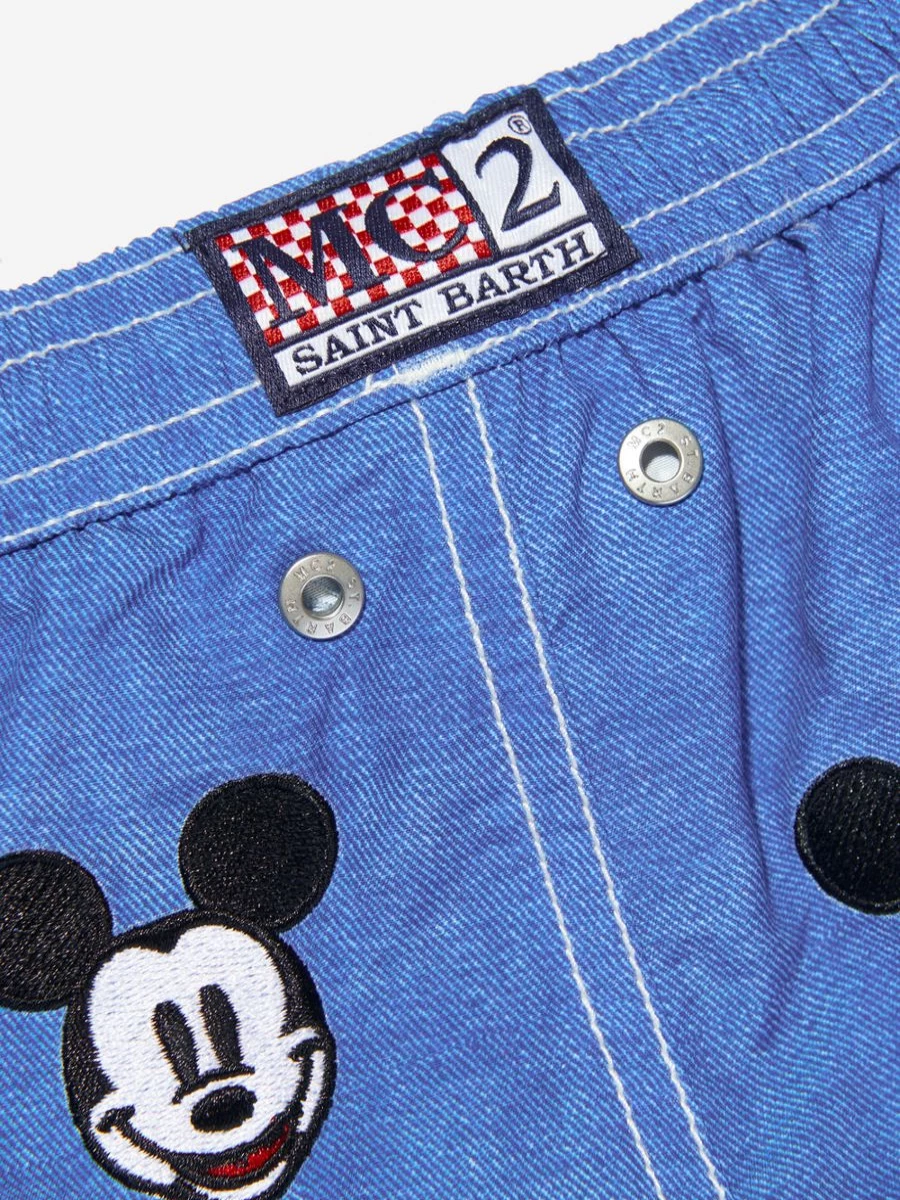 MC2 Saint Barth Boys' Blue Embroidered Mickey Mouse Swim Shorts