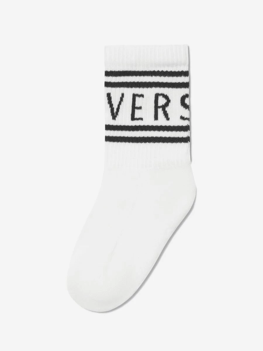 Versace Girls' White Logo Socks for Kids