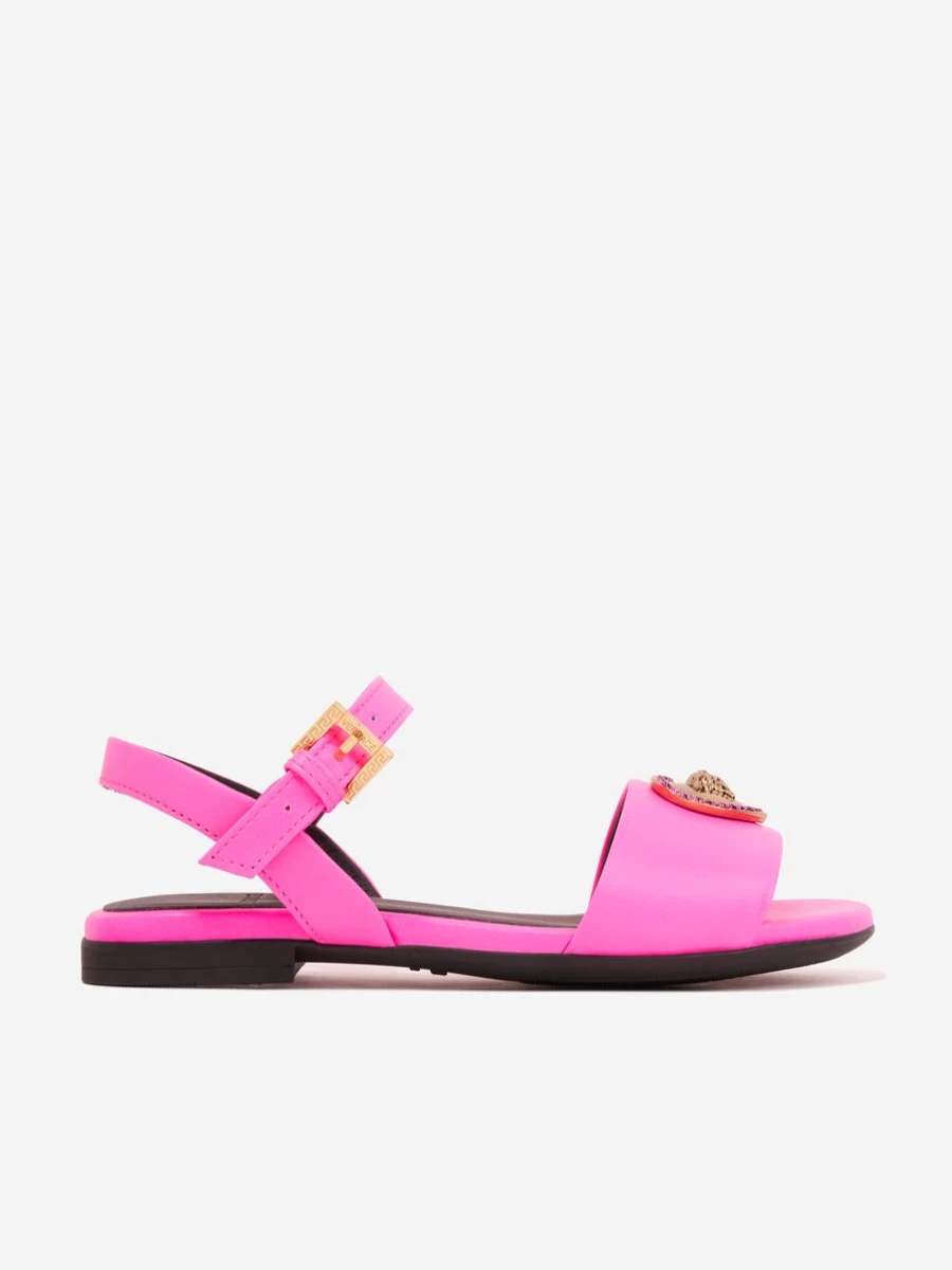 Versace Teen Girls Pink Heart Logo Sandals