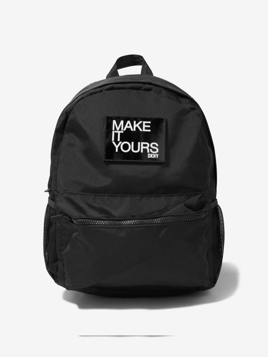 DKNY Girls' Black Kids Logo Backpack for School & Travel