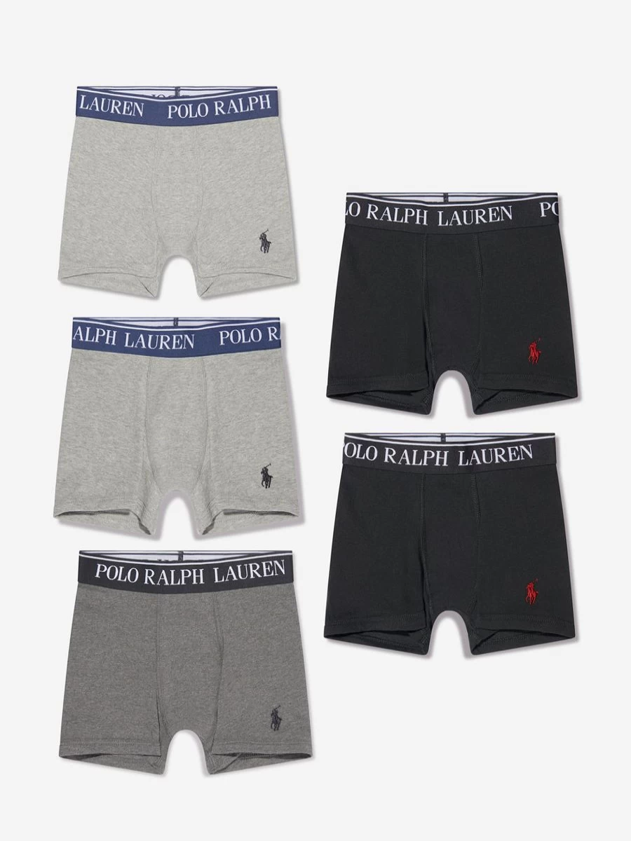 Ralph Lauren Boys' Cotton Boxer Shorts 5-Pack - Soft Comfort Underwear Set