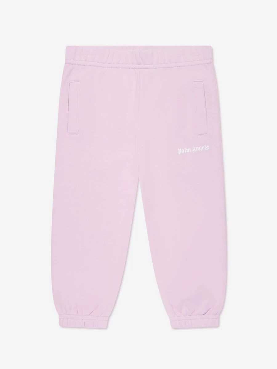 Palm Angels Baby Girls Purple Curved Logo Joggers Pants