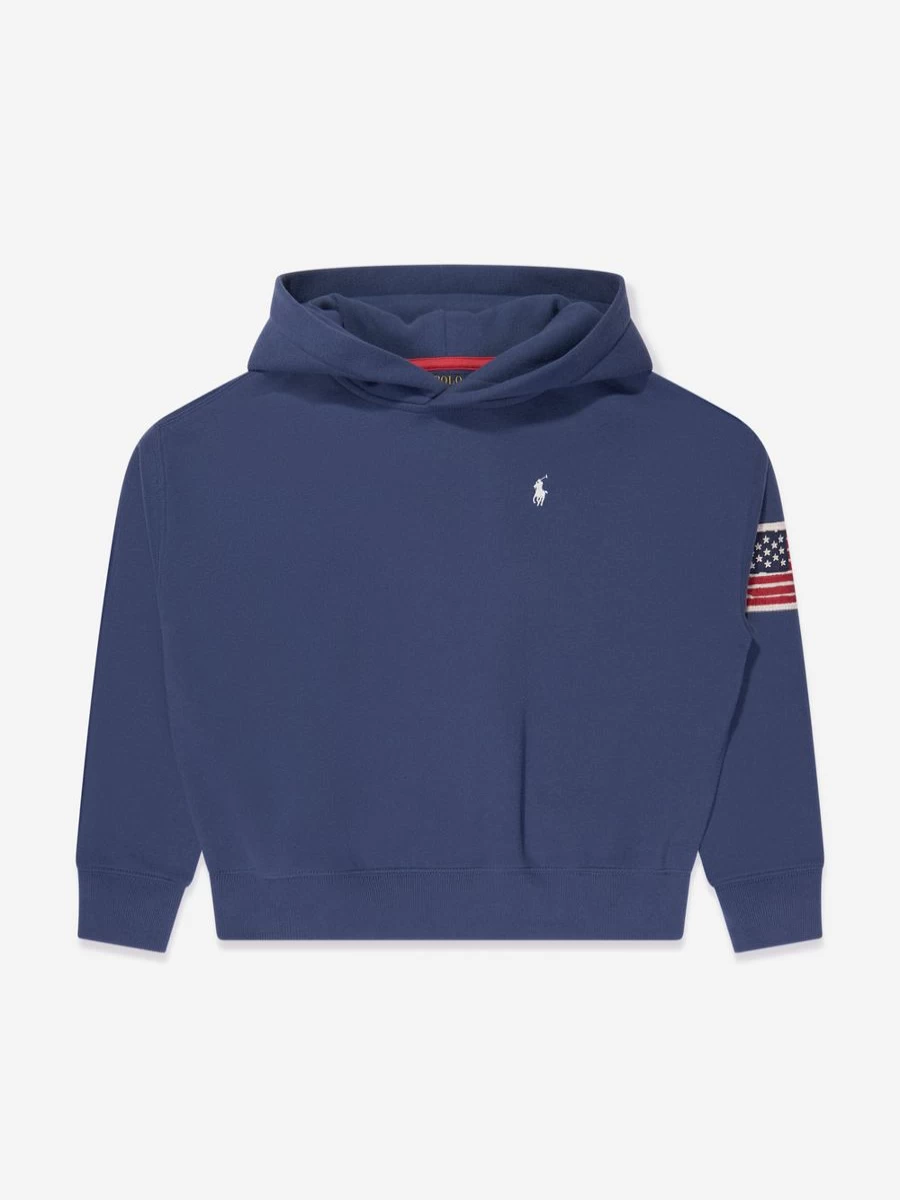 Ralph Lauren Kids Girls Navy Polo Hoodie for Stylish Comfort