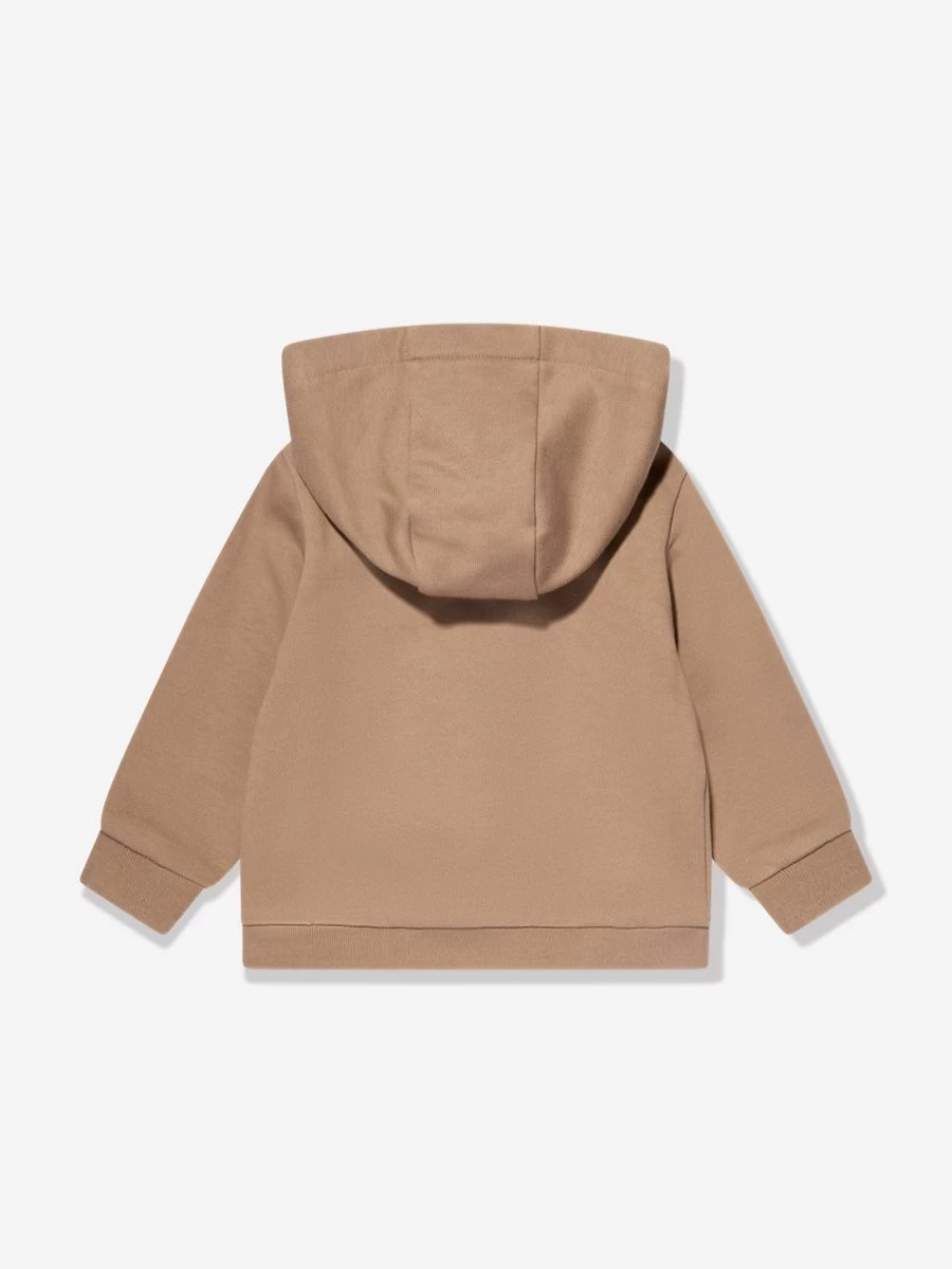 Fendi Kids Beige Logo Patch Zip Up Hoodie for Baby Boys & Girls