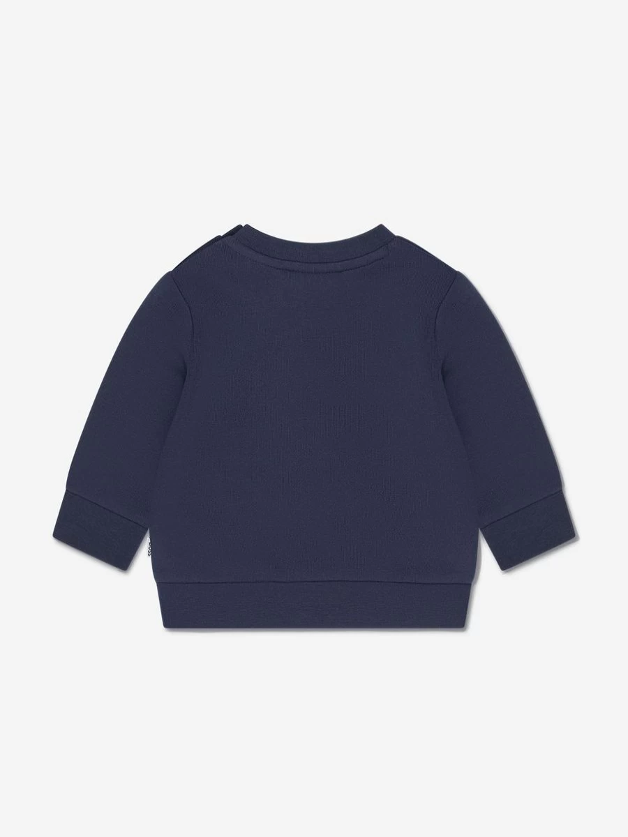 BOSS Baby Boys Navy Logo Sweatshirt - Soft Cotton Hoodie for Infants & Toddlers
