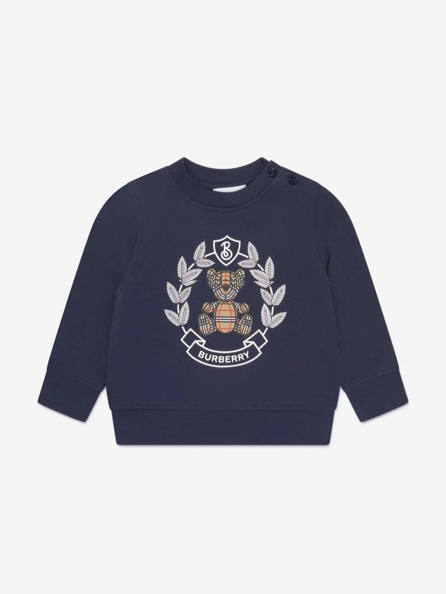 Burberry Kids Baby Girls Blue Crest Embroidered Sweatshirt