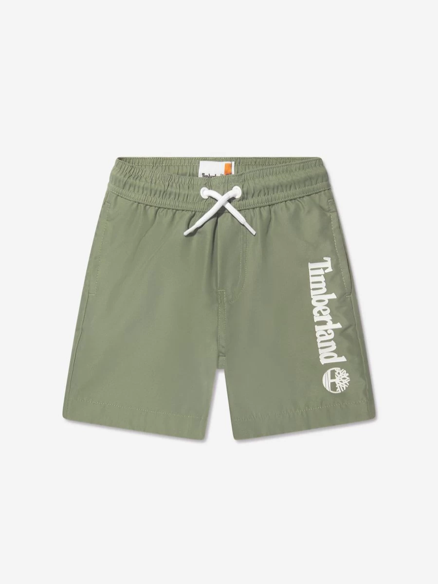 Timberland Teen Boys' Green Logo Swim Shorts for Active Water Sports