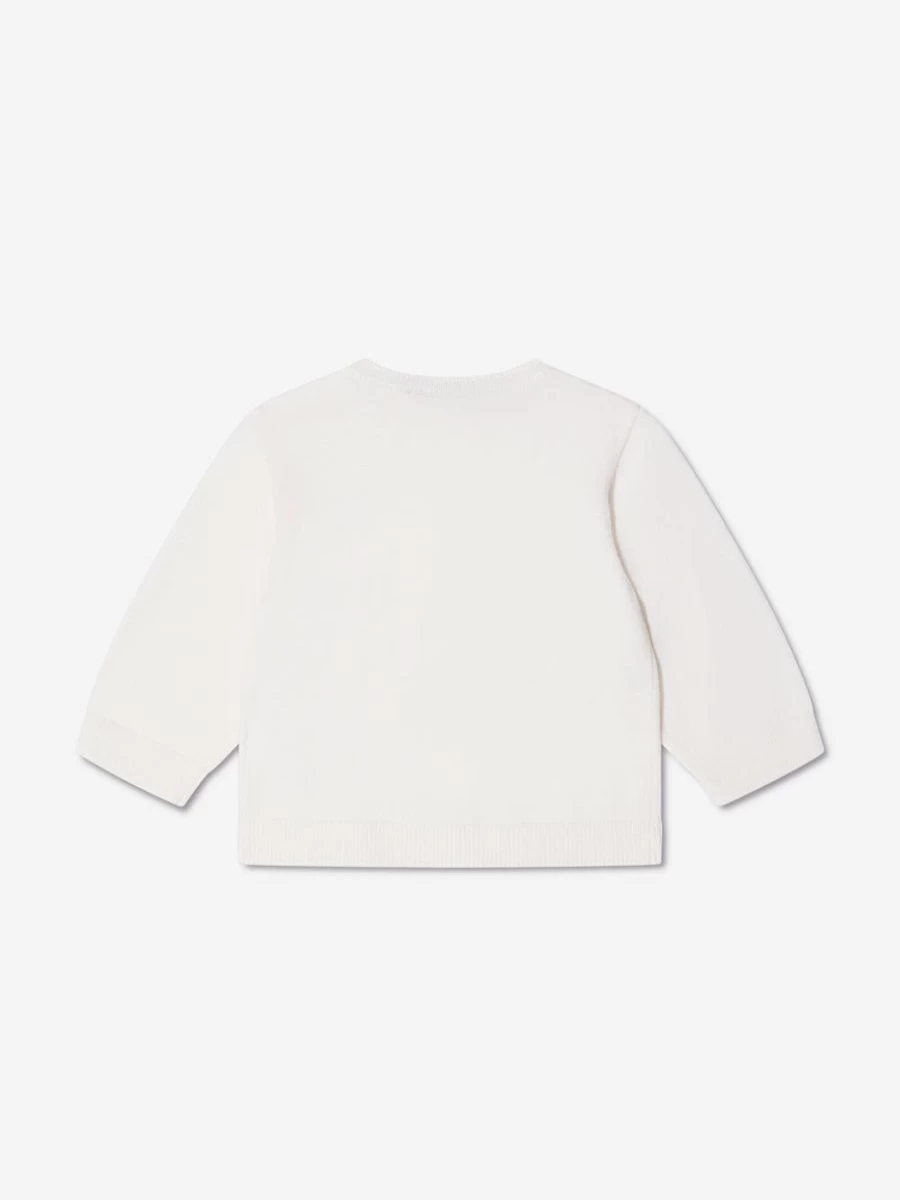Bonpoint Baby Girls White Strawberry Knit Sweater - Luxurious Cotton Cardigan for Infants & Toddlers