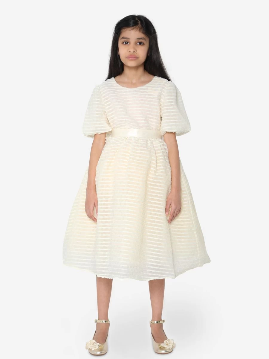 iAMe Teen Girls Yellow Puffed Sleeve Dress - Stylish & Trendy Childsplay Clothing
