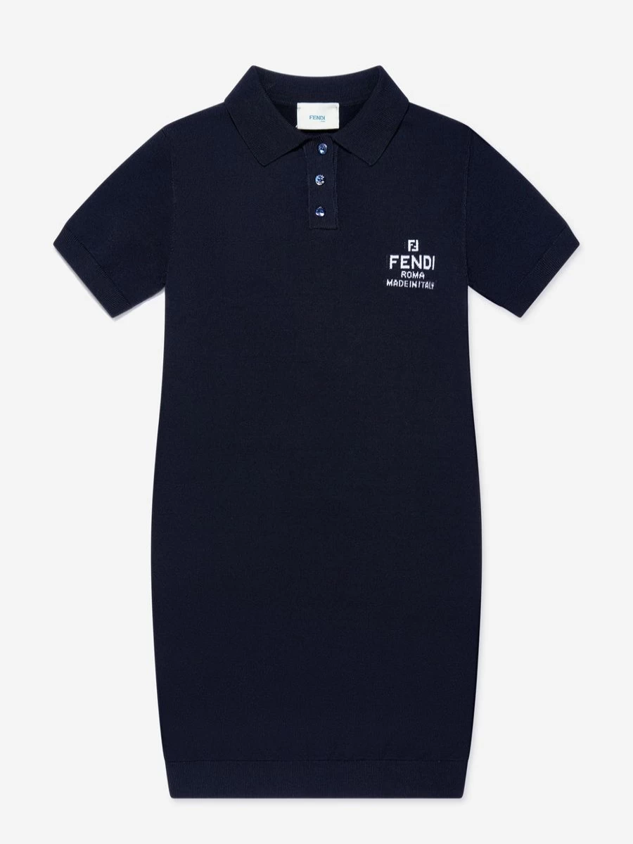 Fendi Kids Navy Logo Dress for Teen Girls - Stylish Teenage Girl's Branded Dress