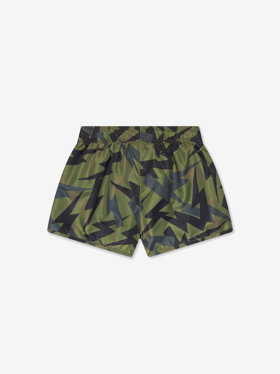 Neil Barrett Teen Boys' Green Thunderbolt Swim Shorts