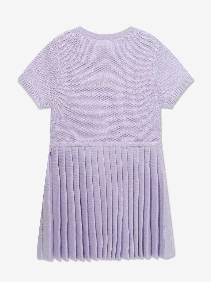Self Portrait Lilac Knit Dress for Girls - Elegant Kids' Purple Knitwear