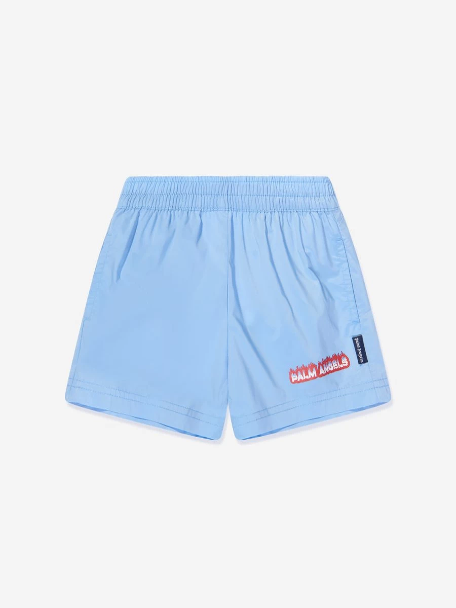 Palm Angels Boys Blue Flames Swim Shorts for Kids Beachwear