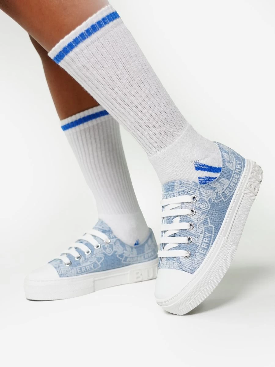 Burberry Kids Girls Blue Mini Jack Trainers - Lightweight Sneakers for Toddlers