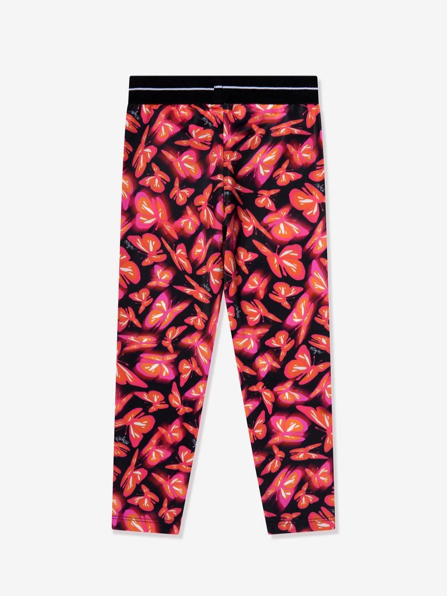 MSGM Girls' Pink Butterfly Print Leggings for Kids - Trendy & Comfortable