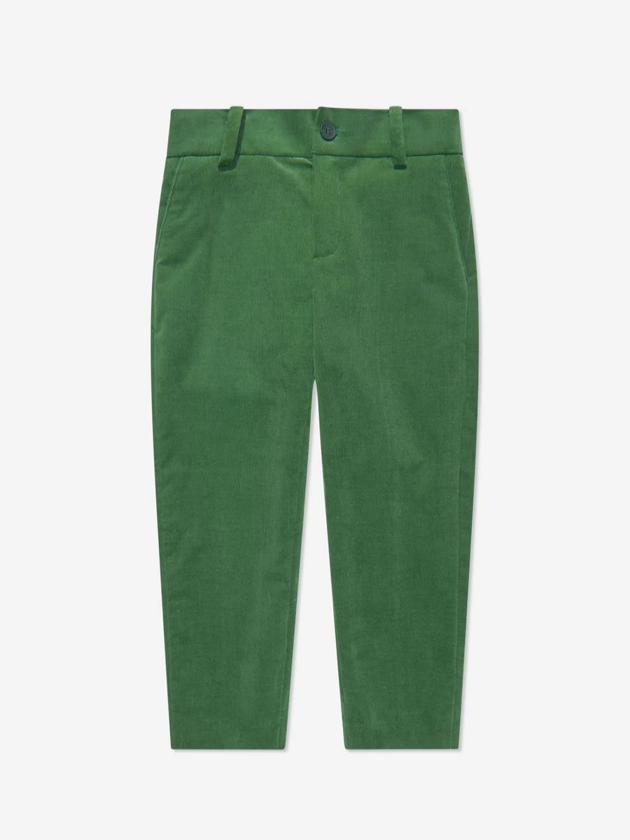 KENZO KIDS Boys Green Velvet Trousers | Luxury Velvet Pants for Boys
