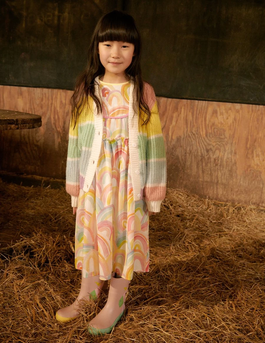 Stella McCartney Kids Girls Multicolored Knitted Cardigan Sweater