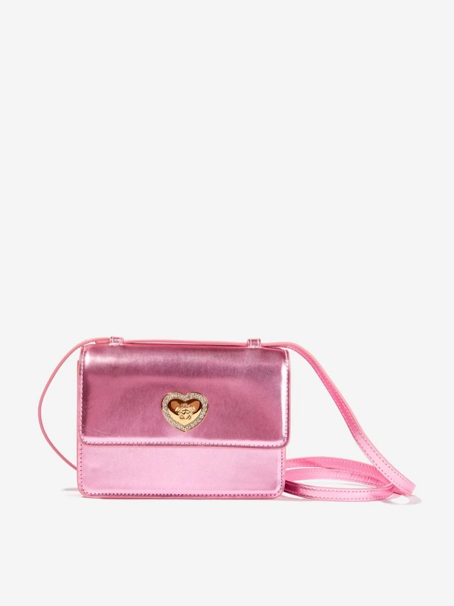 Versace Girls Pink Medusa Heart Shoulder Bag
