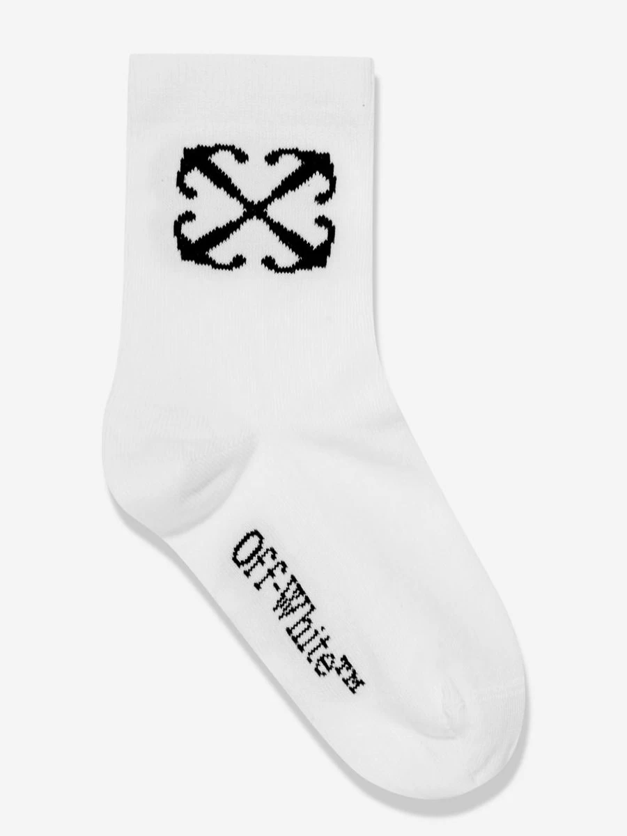 Off-White Boys' Arrow Mid High Socks in White - Kids' Athletic Sneaker Socks