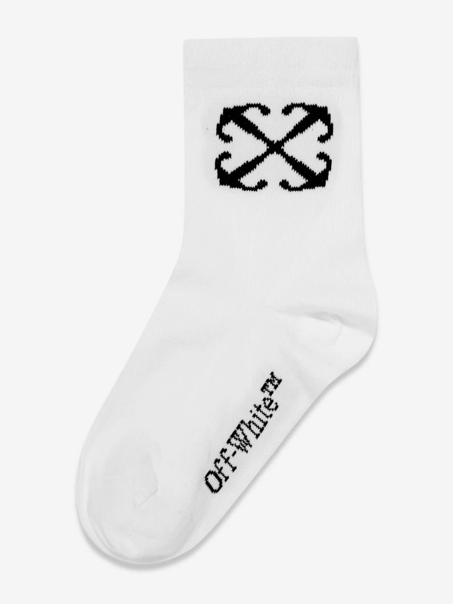Off-White Boys' Arrow Mid High Socks in White - Kids' Athletic Sneaker Socks