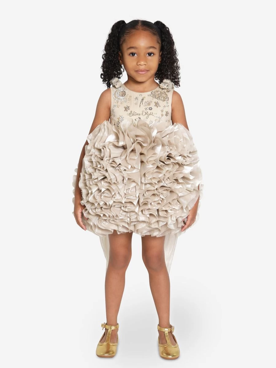 "Maison Ava Gold Pomme Occasion Dress for Teen Girls – Elegant Party Gown"