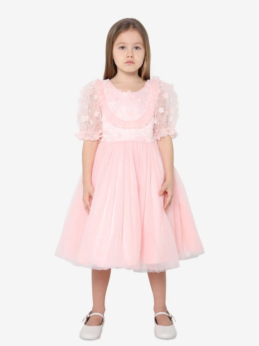 iAMe Teen Girls' Pink Embroidered Short Sleeve Dress - Stylish & Comfortable Summer Outfit