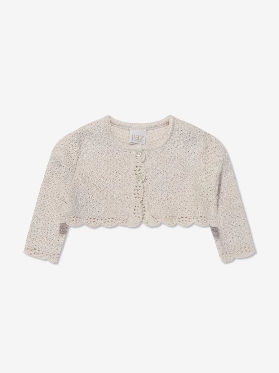 Paz Rodriguez Ivory Knitted Cardigan for Baby Girls - Soft & Cozy Winter Wear