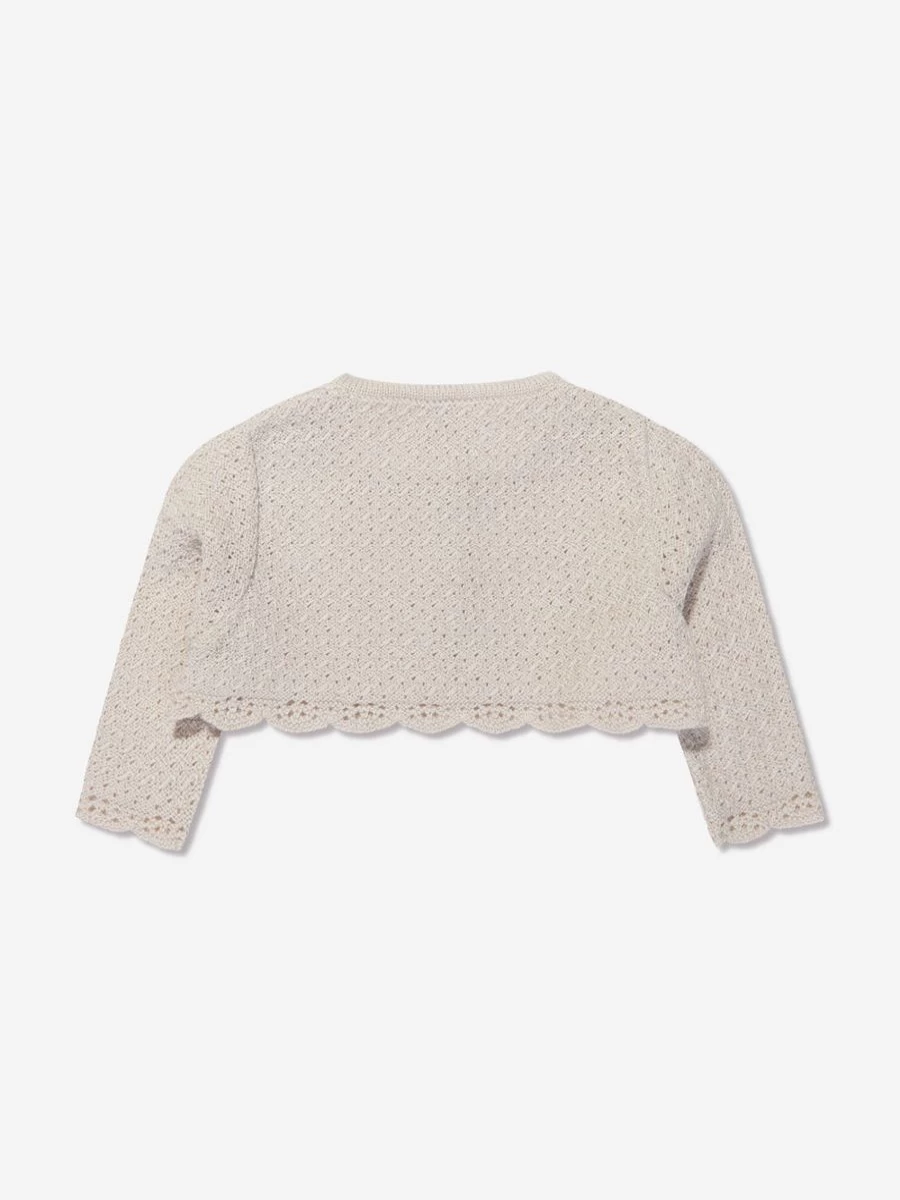 Paz Rodriguez Ivory Knitted Cardigan for Baby Girls - Soft & Cozy Winter Wear
