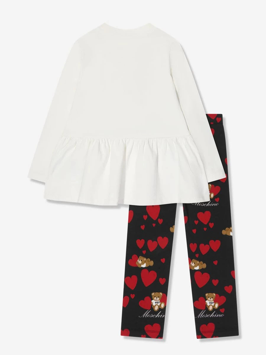 Moschino Kids Girls Black Graphic T-Shirt and Leggings Outfit Set