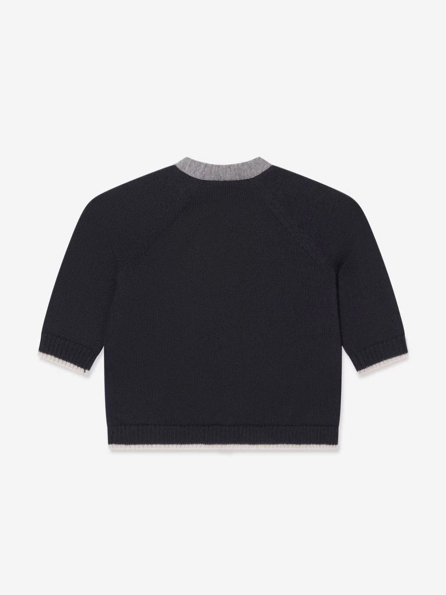 Bonpoint Baby Boys Navy Wool Cardigan - Teotim Style Cozy Knit Sweater