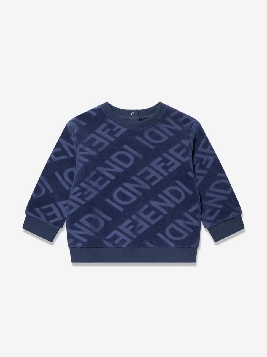 Fendi Kids Baby Boys Blue Logo Sweatshirt - Soft Cotton Hoodie for Infants