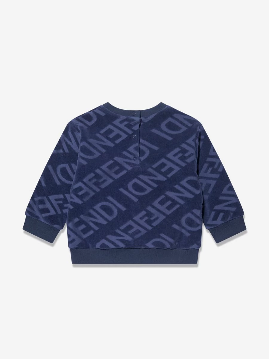 Fendi Kids Baby Boys Blue Logo Sweatshirt - Soft Cotton Hoodie for Infants