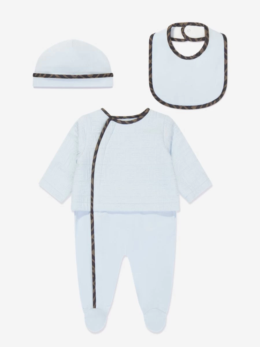 Fendi Kids Baby Boys Blue Babygrow Outfit Gift Set