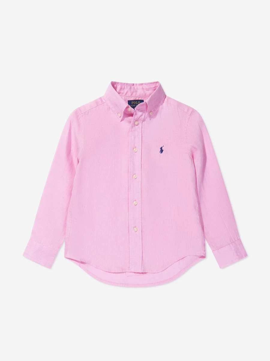 Ralph Lauren Kids Boys' Pink Linen Shirt with Logo