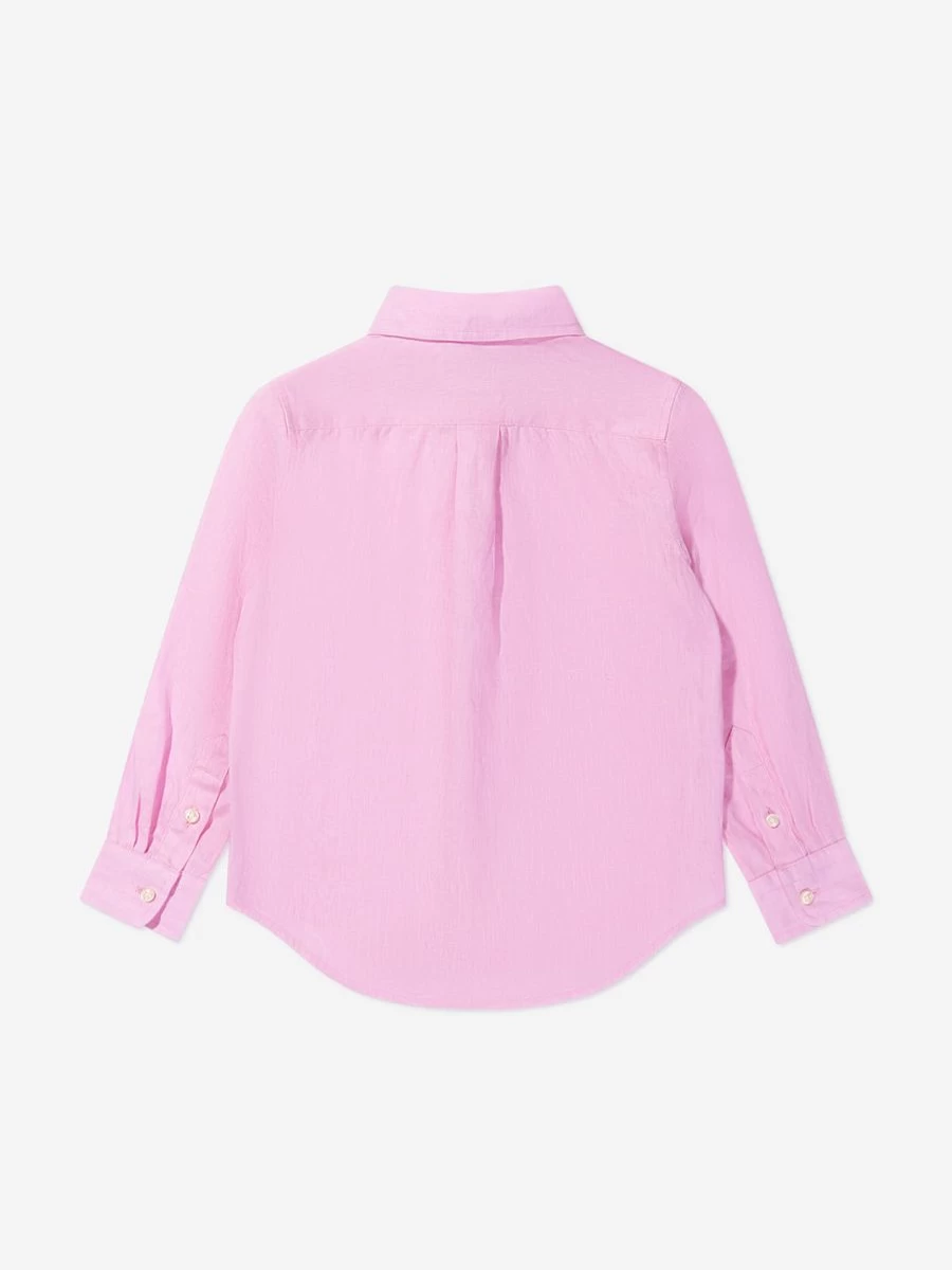 Ralph Lauren Kids Boys' Pink Linen Shirt with Logo
