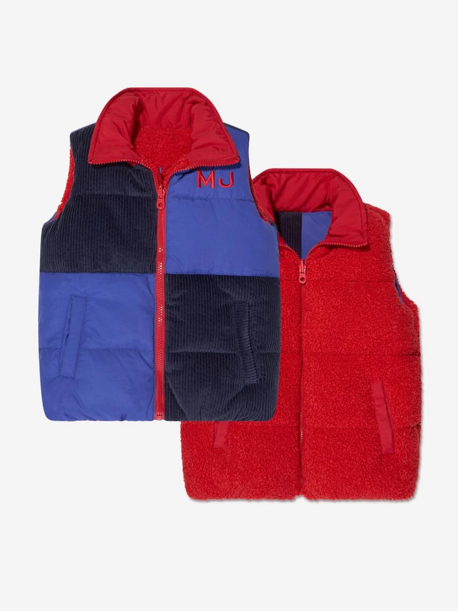 MARC JACOBS Boys' Reversible Blue Puffer Vest Gilet for Winter