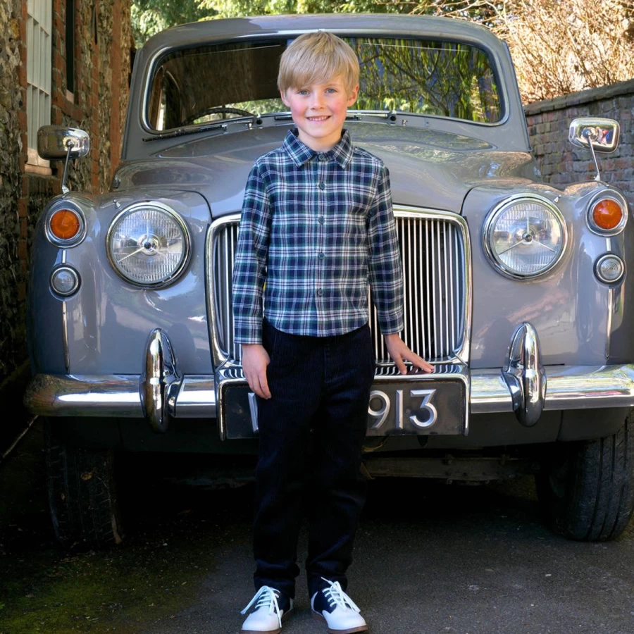 Rachel Riley Boys Navy Checkered Shirt - Classic Plaid Button-Up for Kids