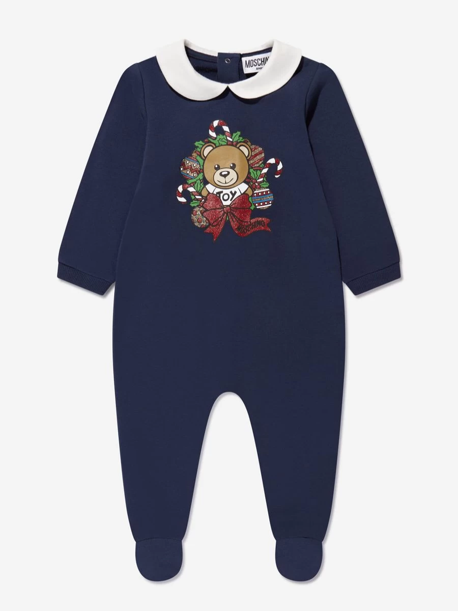 Moschino Kids Girls Navy Baby Hat and Babygrow Gift Set for Newborns