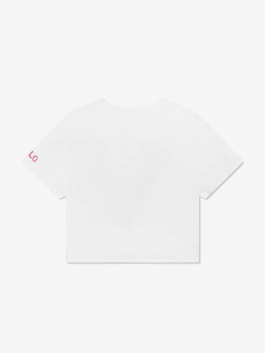 Ralph Lauren Kids Girls Ivory Boxy Logo Tee - Classic Cotton T-Shirt for Girls
