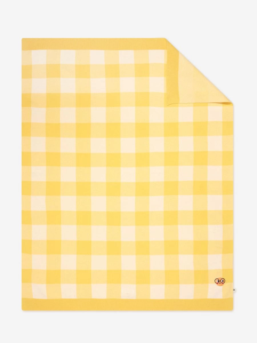 The Bonnie Mob Baby Yellow Jacquard Knit Check Blanket for Infants & Newborns