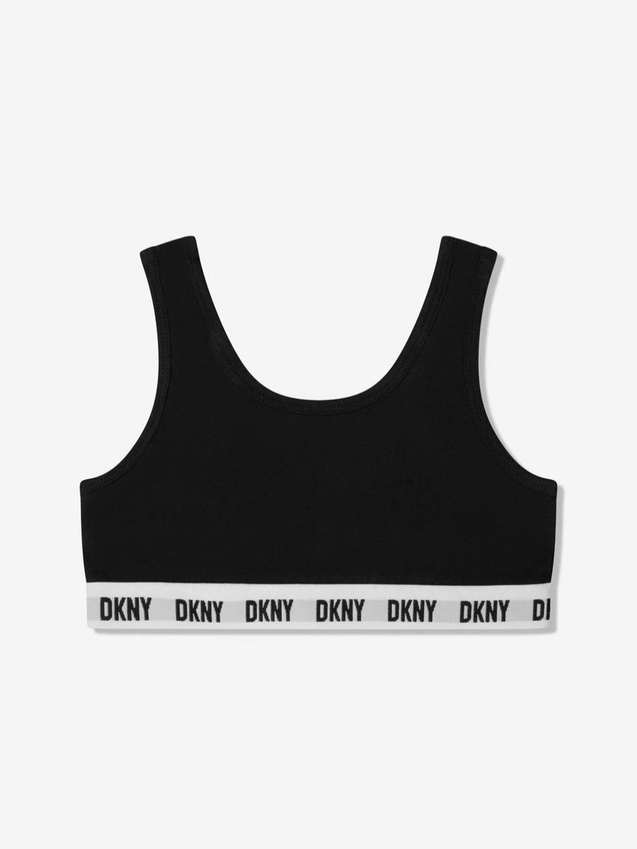 DKNY Girls Black Sports Bra and Hipster Set - Comfortable Workout Underwear for Active Teens