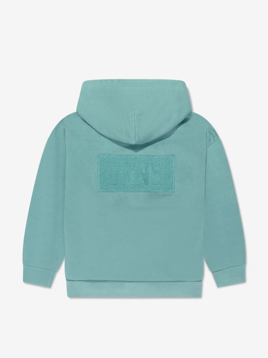 DKNY Girls' Turquoise Zip-Up Hoodie - Stylish Kids Jacket for Cool Comfort