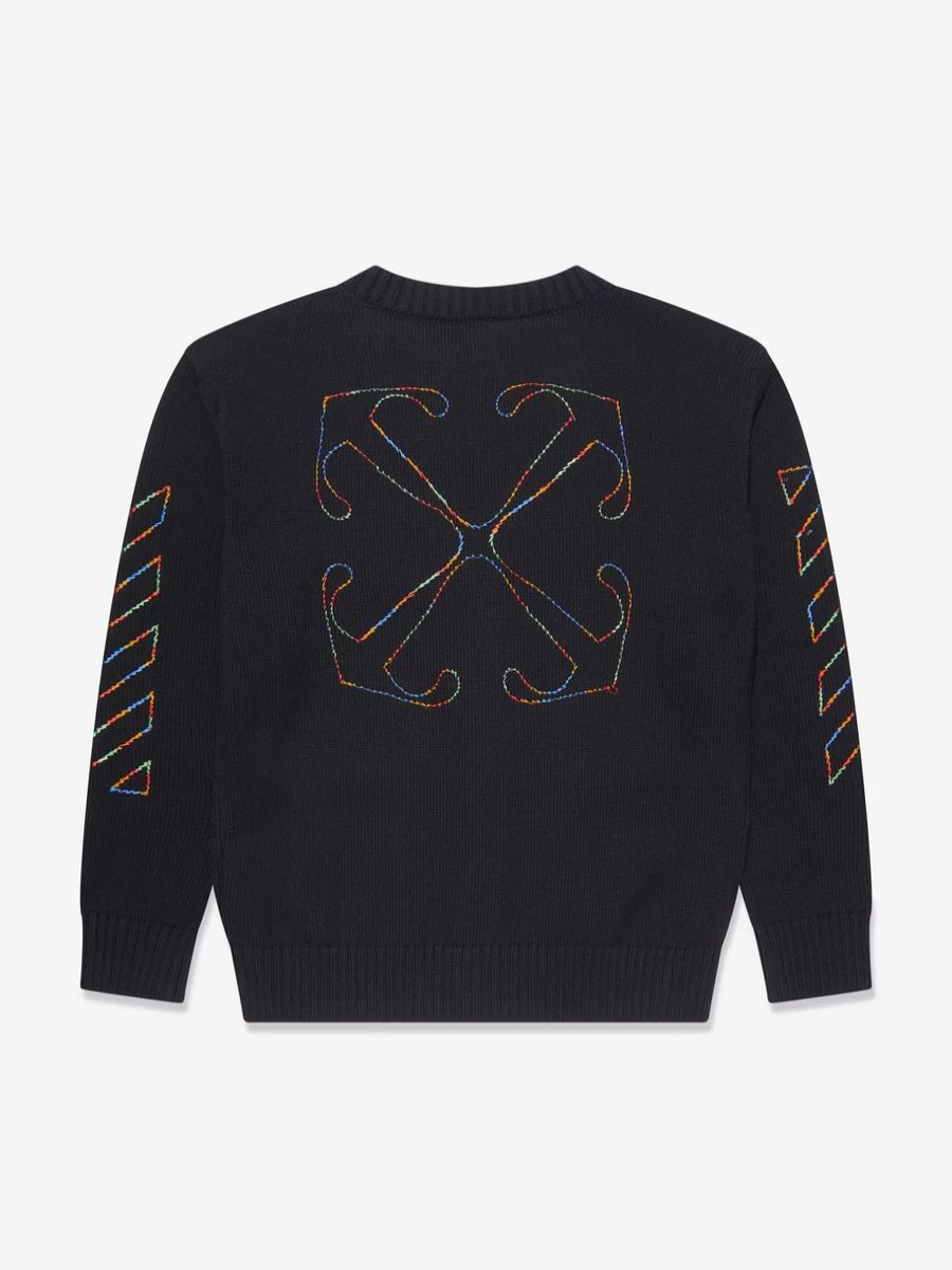 Off-White Boys Black Cardigan with Rainbow Arrow Logo