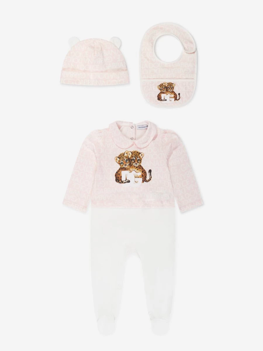 Dolce & Gabbana Kids Baby Girl Pink Leopard Print Babygrow Gift Set