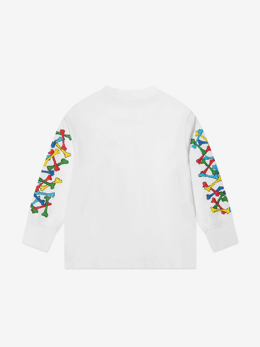 Amiri Girls' White Bones Scribble Graphic Long Sleeve T-Shirt for Kids
