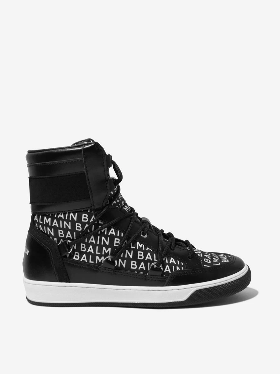 Balmain Kids High Top Sneakers with Logo Print for Teens