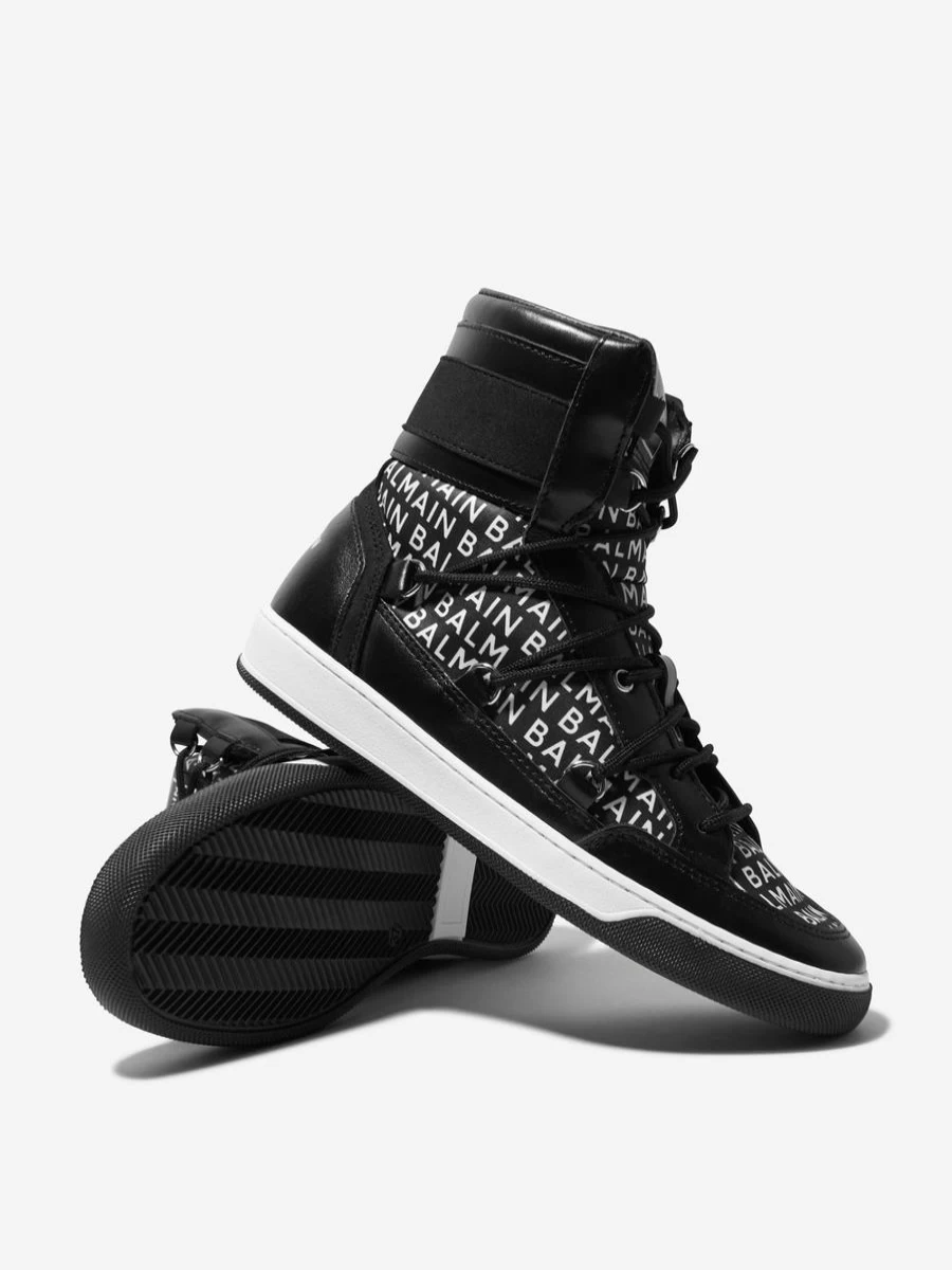 Balmain Kids High Top Sneakers with Logo Print for Teens