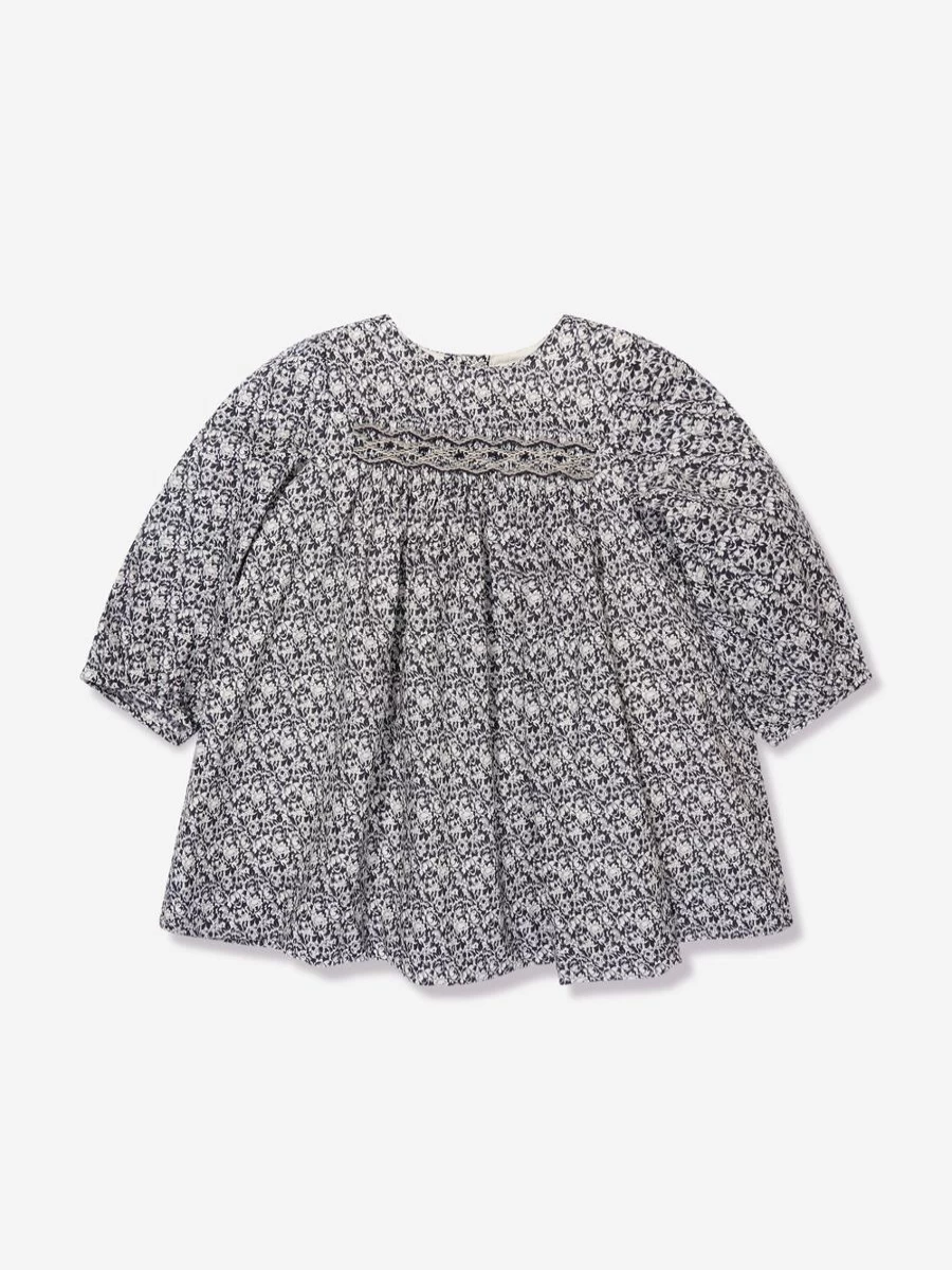 Bonpoint Baby Girls Blue Felicie Smocked Dress - Elegant & Comfortable
